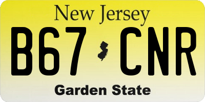 NJ license plate B67CNR