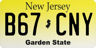 NJ license plate B67CNY