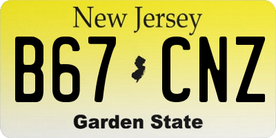 NJ license plate B67CNZ