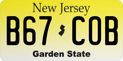NJ license plate B67COB