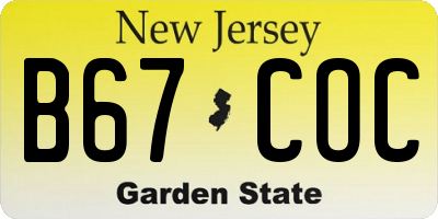 NJ license plate B67COC