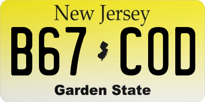NJ license plate B67COD