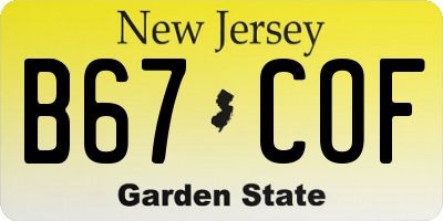 NJ license plate B67COF