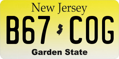 NJ license plate B67COG