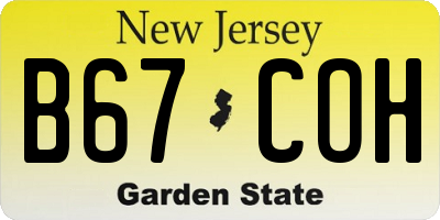 NJ license plate B67COH
