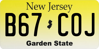 NJ license plate B67COJ