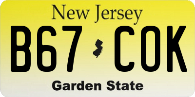 NJ license plate B67COK