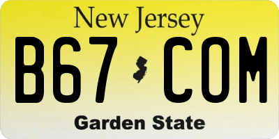 NJ license plate B67COM