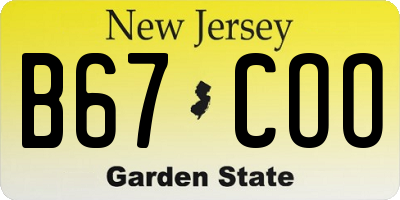 NJ license plate B67COO