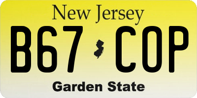 NJ license plate B67COP