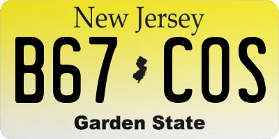 NJ license plate B67COS