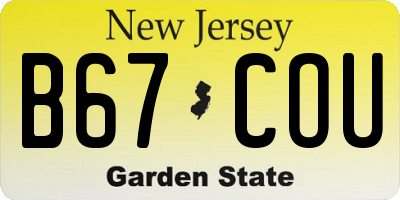 NJ license plate B67COU