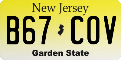 NJ license plate B67COV