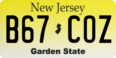NJ license plate B67COZ