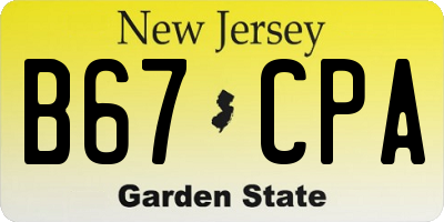 NJ license plate B67CPA