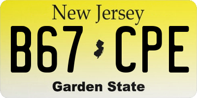 NJ license plate B67CPE