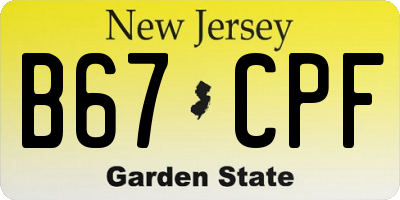 NJ license plate B67CPF