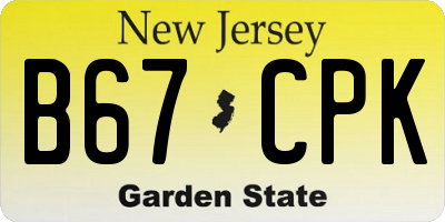 NJ license plate B67CPK