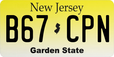 NJ license plate B67CPN