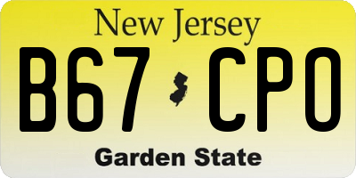 NJ license plate B67CPO