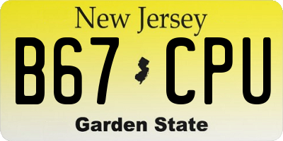 NJ license plate B67CPU