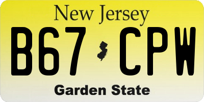 NJ license plate B67CPW