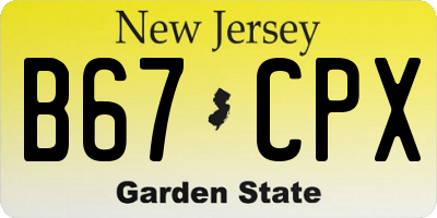 NJ license plate B67CPX