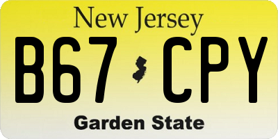 NJ license plate B67CPY