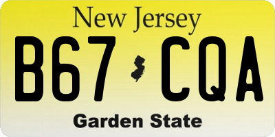 NJ license plate B67CQA