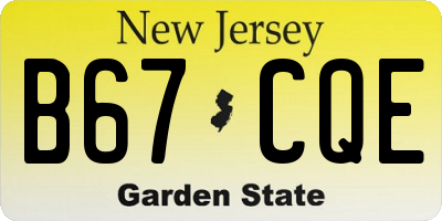 NJ license plate B67CQE