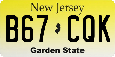 NJ license plate B67CQK