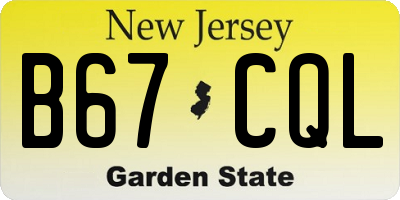 NJ license plate B67CQL