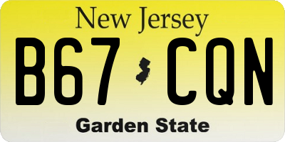 NJ license plate B67CQN