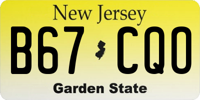 NJ license plate B67CQO