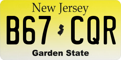 NJ license plate B67CQR