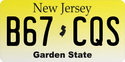 NJ license plate B67CQS