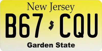 NJ license plate B67CQU