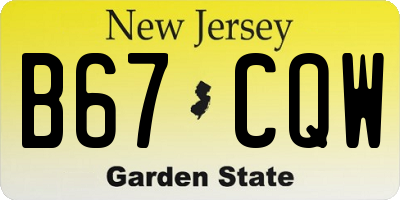 NJ license plate B67CQW