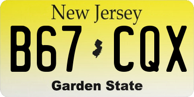 NJ license plate B67CQX