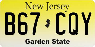 NJ license plate B67CQY