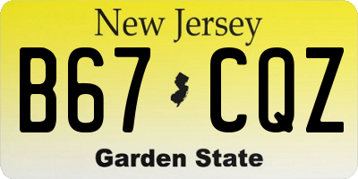 NJ license plate B67CQZ