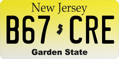 NJ license plate B67CRE