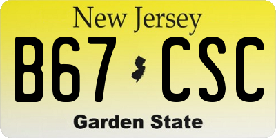 NJ license plate B67CSC