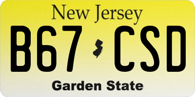 NJ license plate B67CSD