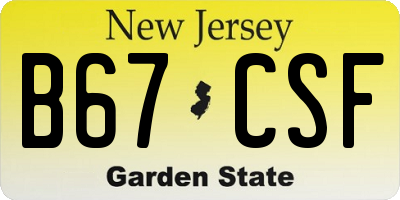 NJ license plate B67CSF