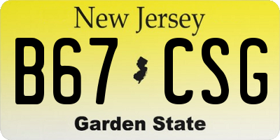 NJ license plate B67CSG