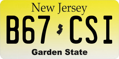 NJ license plate B67CSI