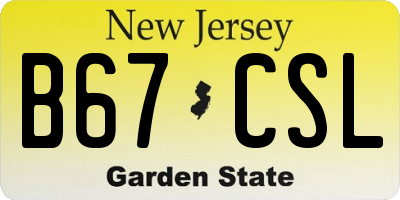 NJ license plate B67CSL