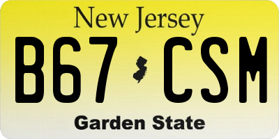 NJ license plate B67CSM