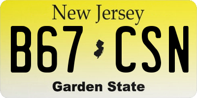 NJ license plate B67CSN